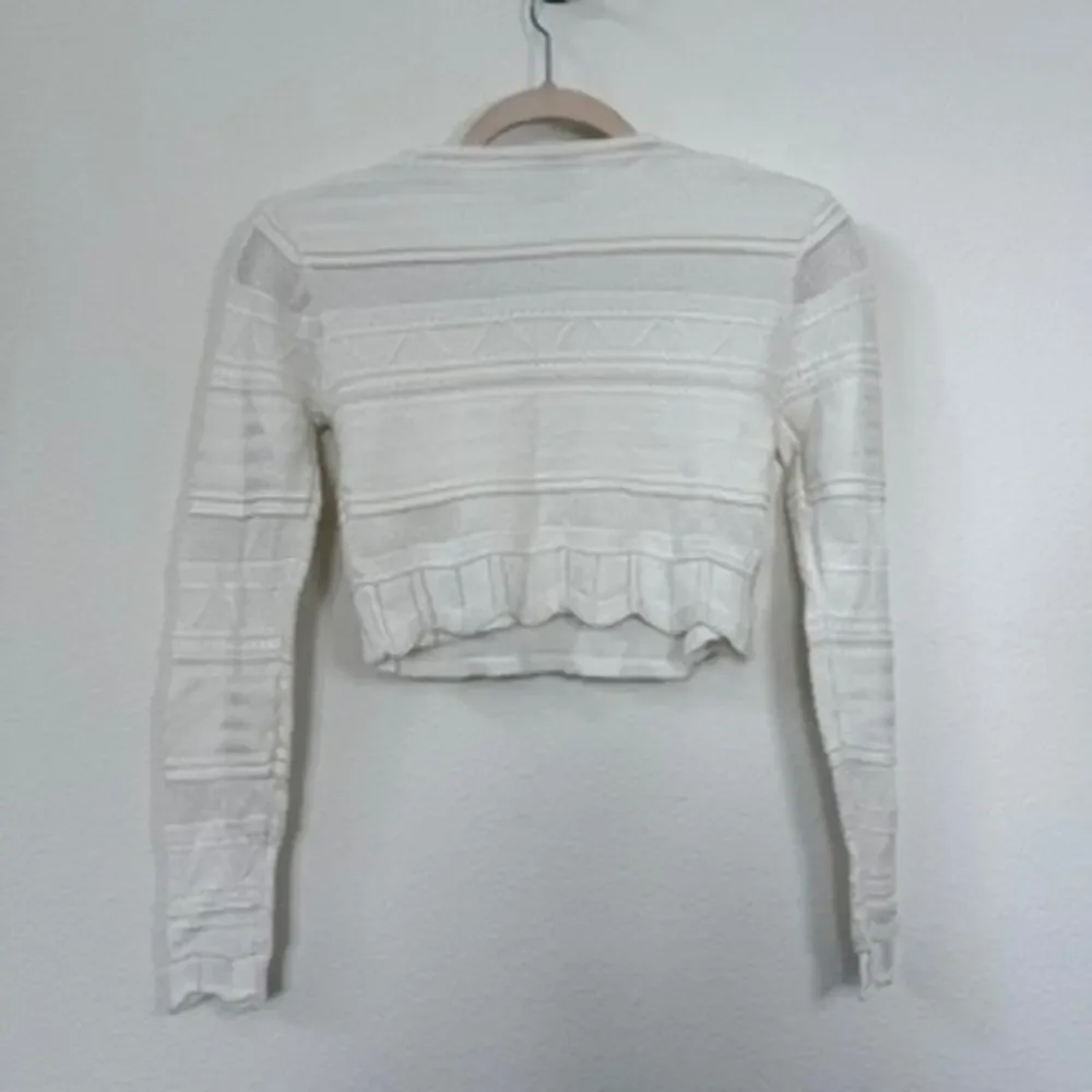 Torn by Ronny Kobo White Textured Cropped‎ Sweater Cotton Rayon XS Minimalist